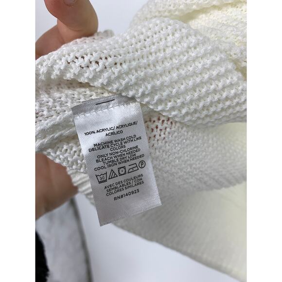 LOFT Sweater Women's Size Medium Cap Sleeve Crew Neck Cream White - Picture 4 of 5